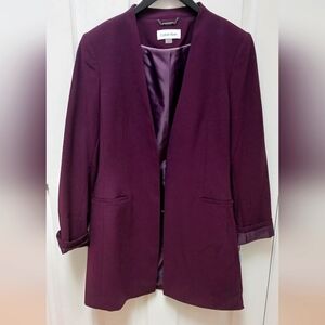 Calvin Klein long purple blazer, size 14